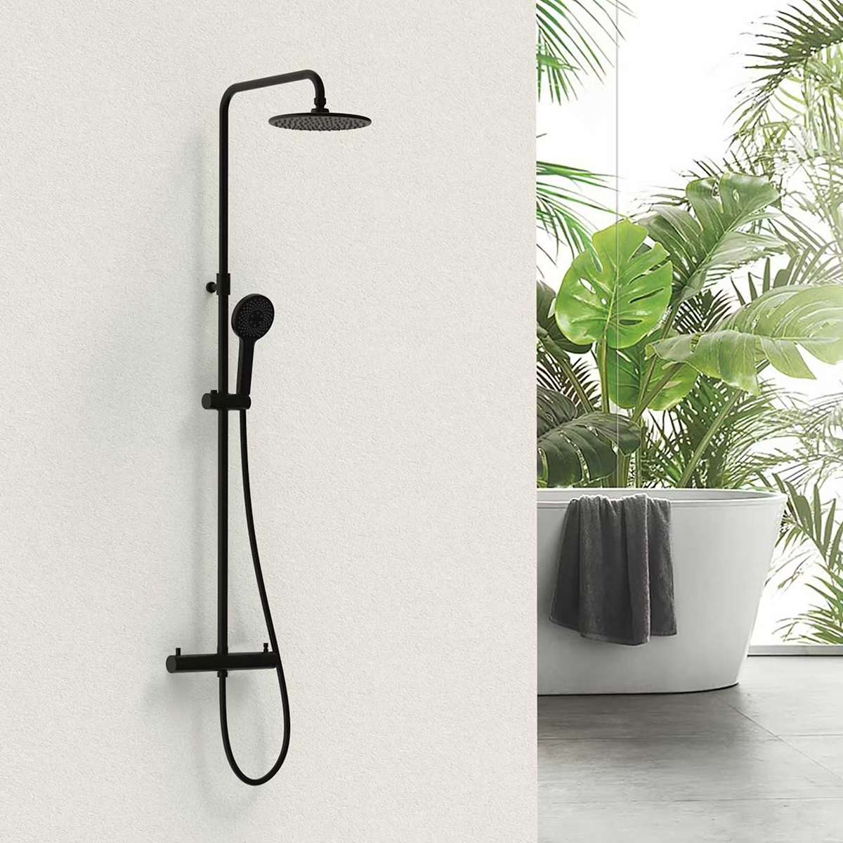 Snygg takduch med blandare - takduschset-arrow-hono-black-edition-160-cc