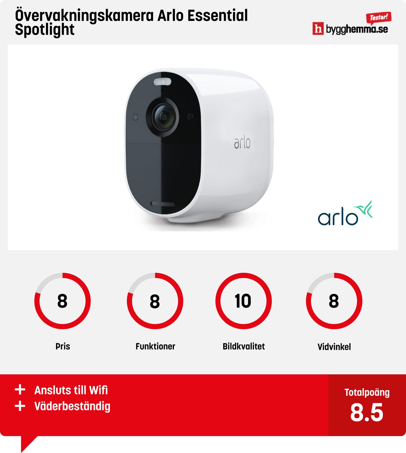 Övervakningskamera bäst i test - Övervakningskamera Arlo Essential Spotlight