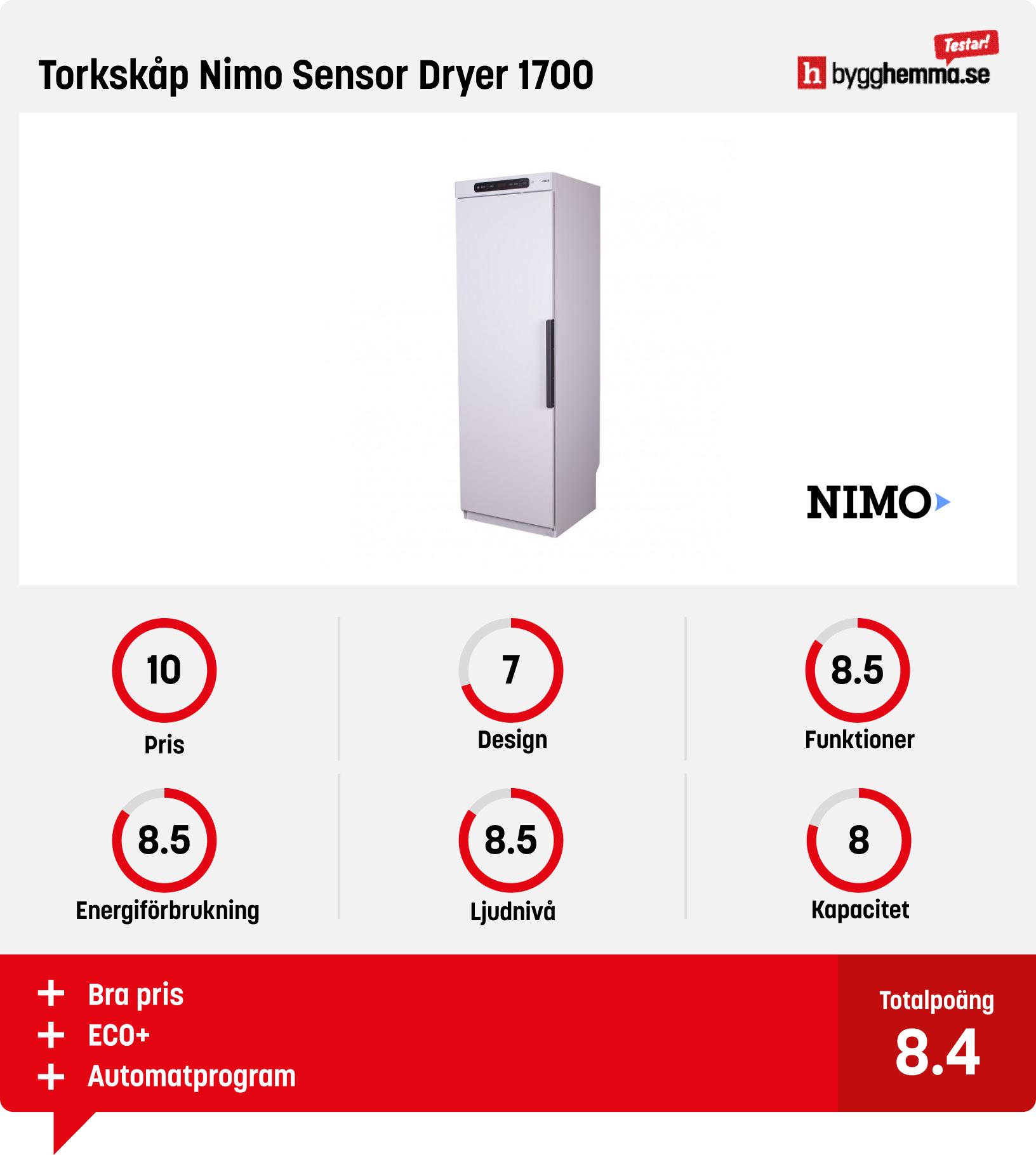 Torkskåp bäst i test - Torkskåp Nimo Sensor Dryer 1700
