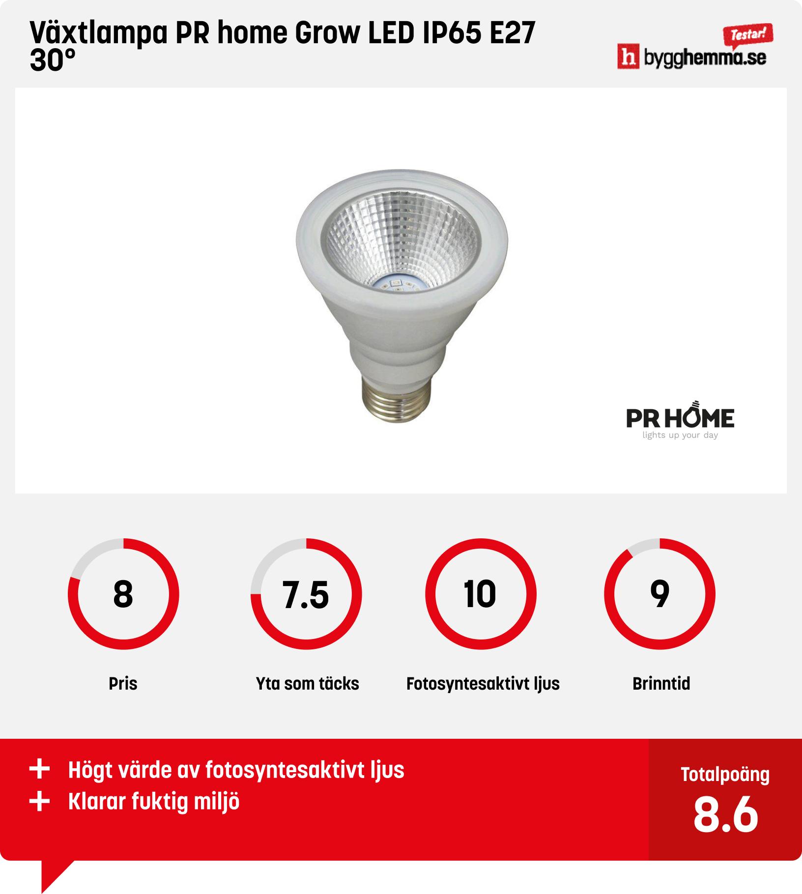Växtbelysning bäst i test - Växtlampa PR home Grow LED IP65 E27 30°