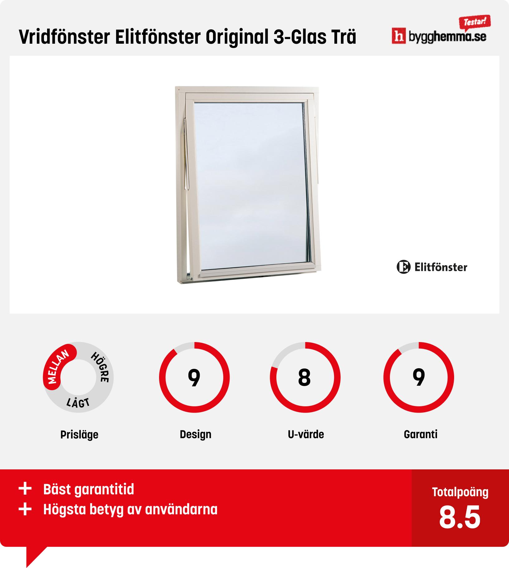 Fönster bäst i test - Vridfönster Elitfönster Original 3-Glas Trä