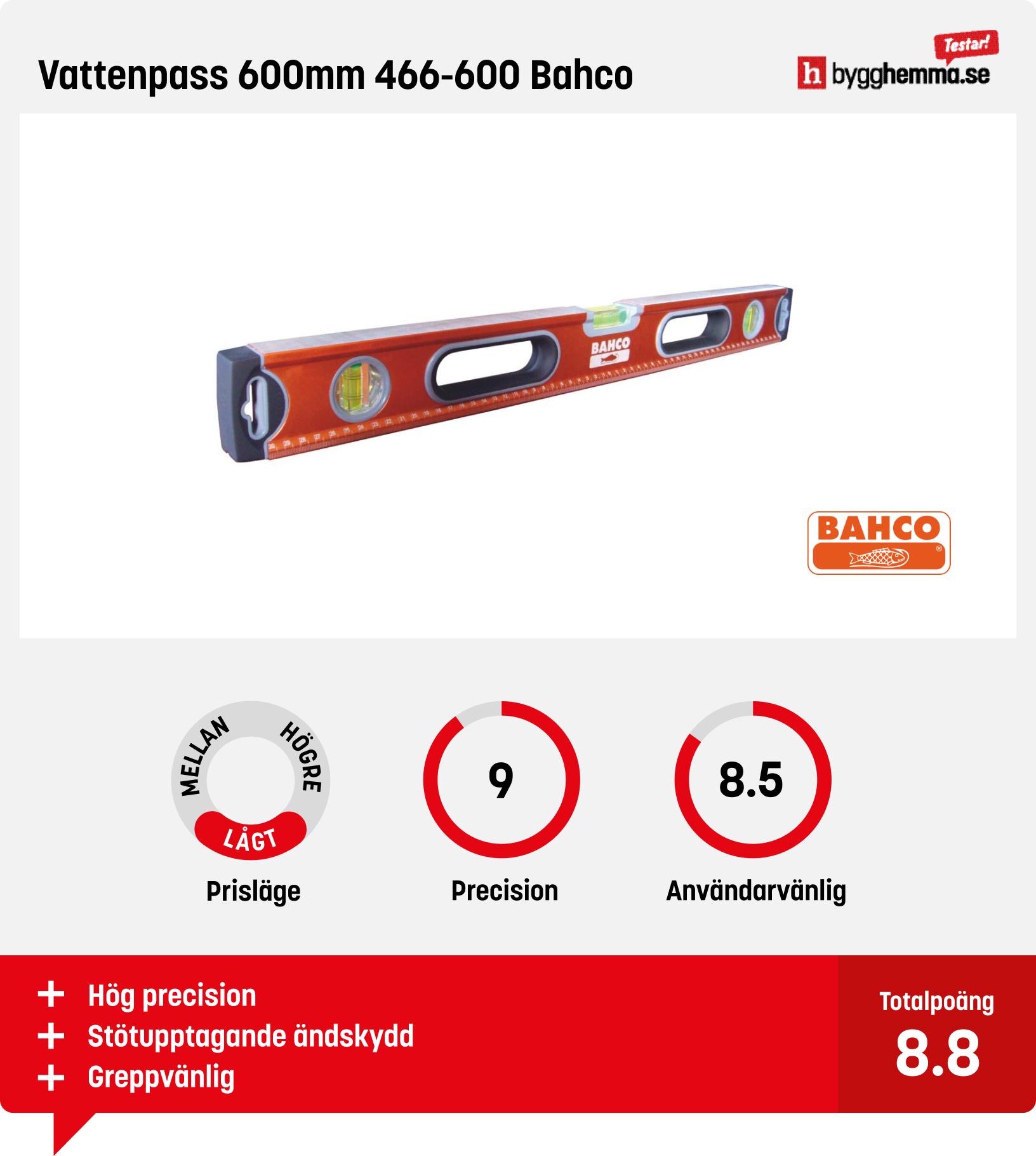 Vattenpass bäst i test - Vattenpass 600mm 466-600 Bahco