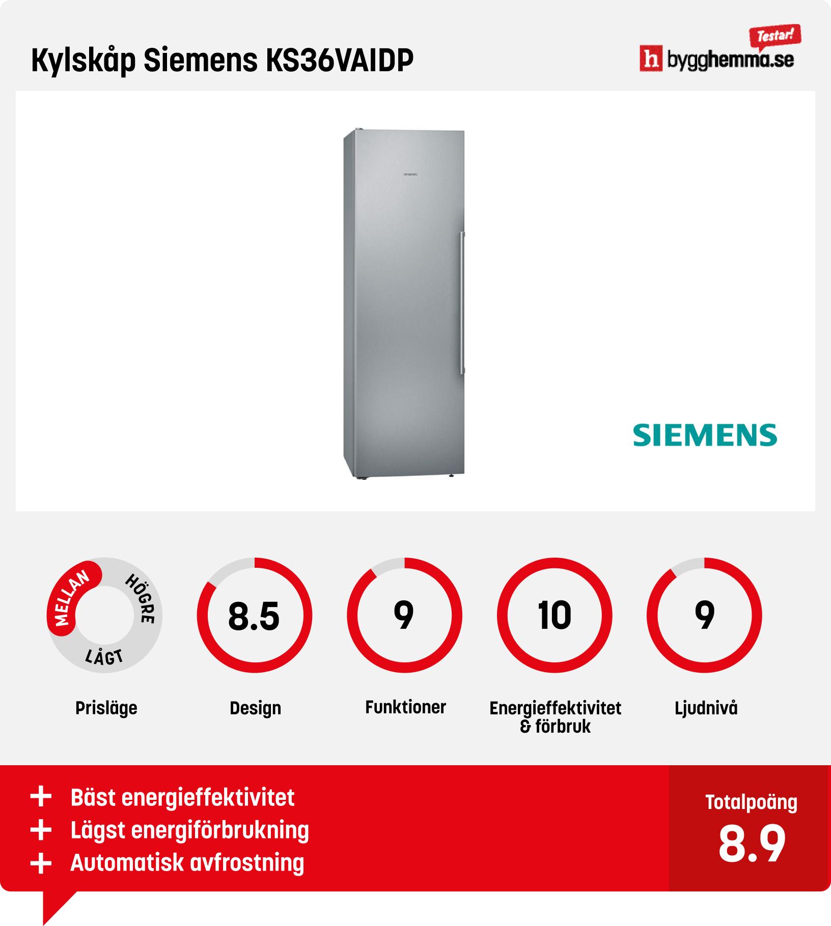 Kylskåp bäst i test - Kylskåp Siemens KS36VAIDP