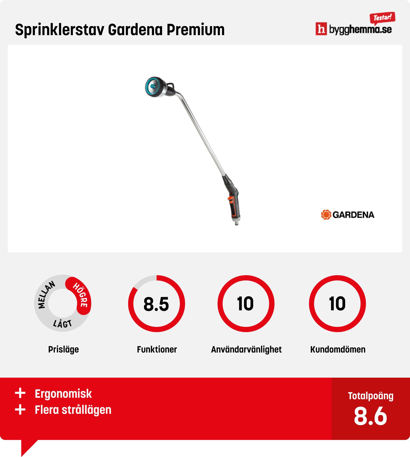 Sprinklerpstol bäst i test - Sprinklerstav Gardena Premium