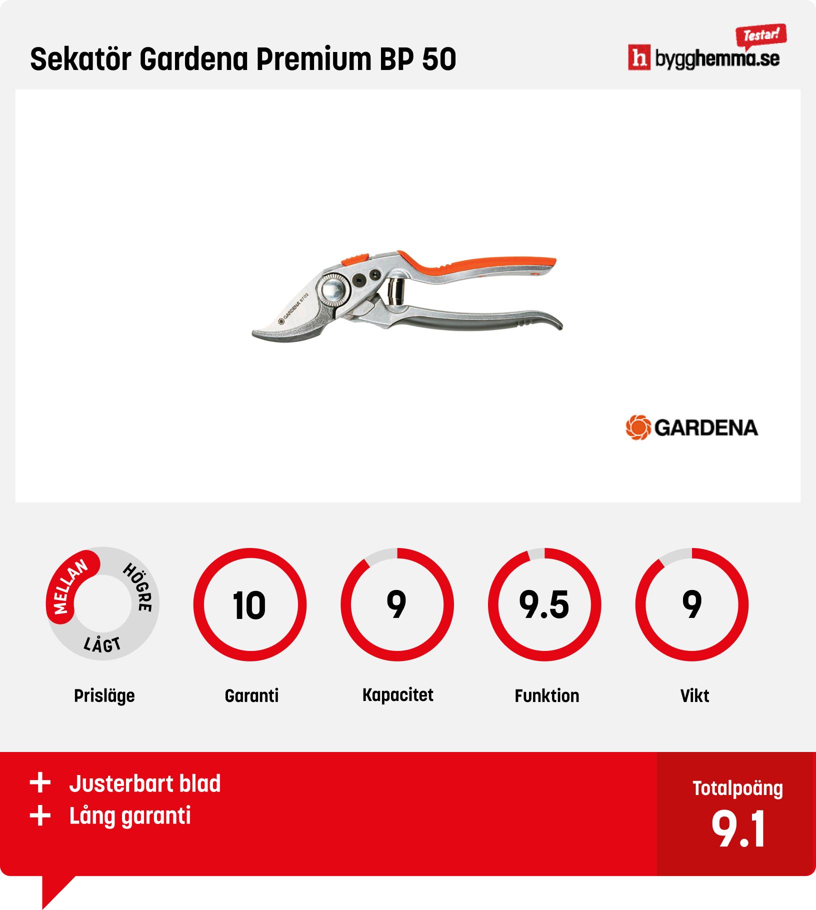 Sekatör bäst i test - Sekatör Gardena Premium BP 50