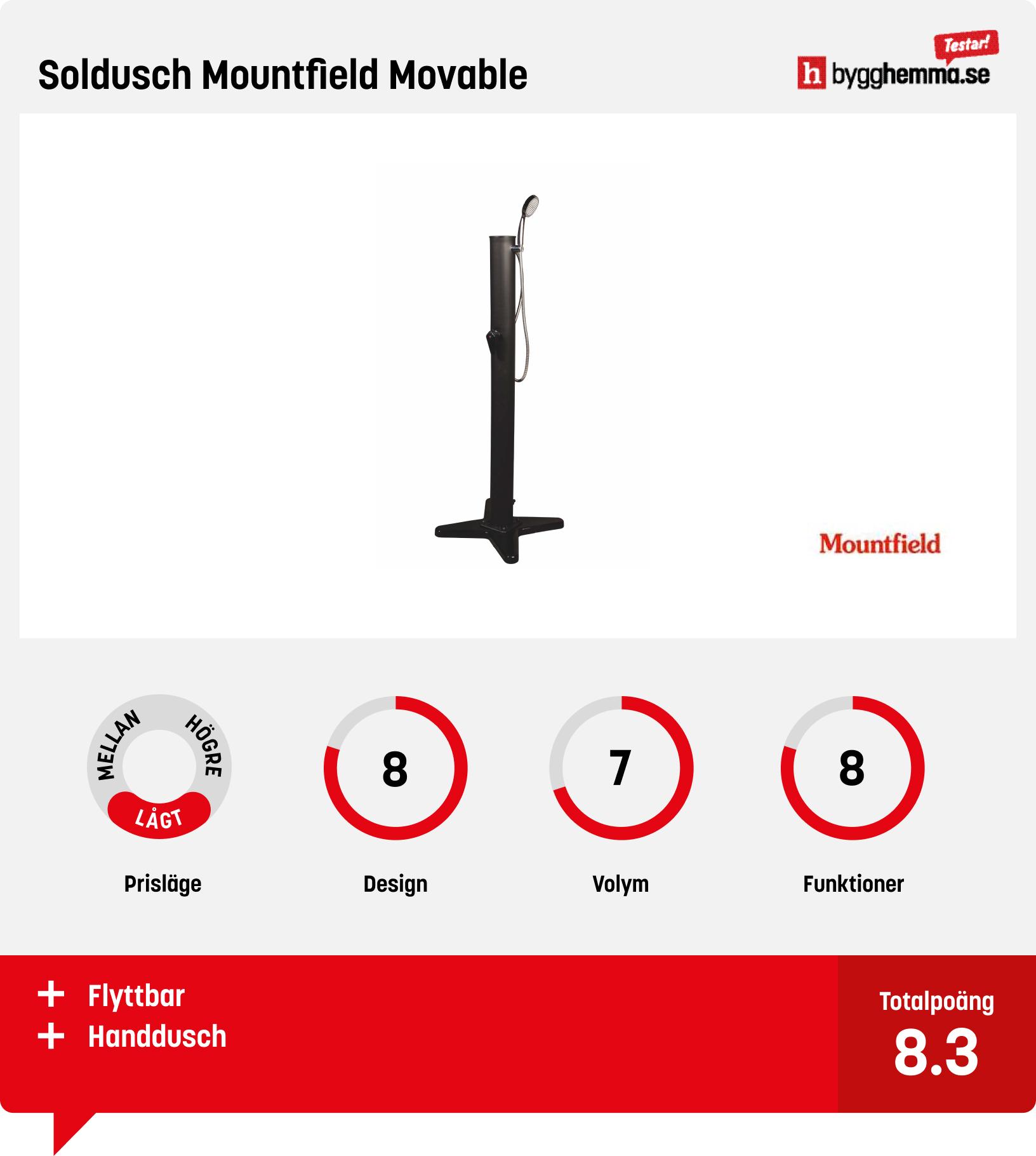 Utedusch soluppvärmd bäst i test - Soldusch Mountfield Movable
