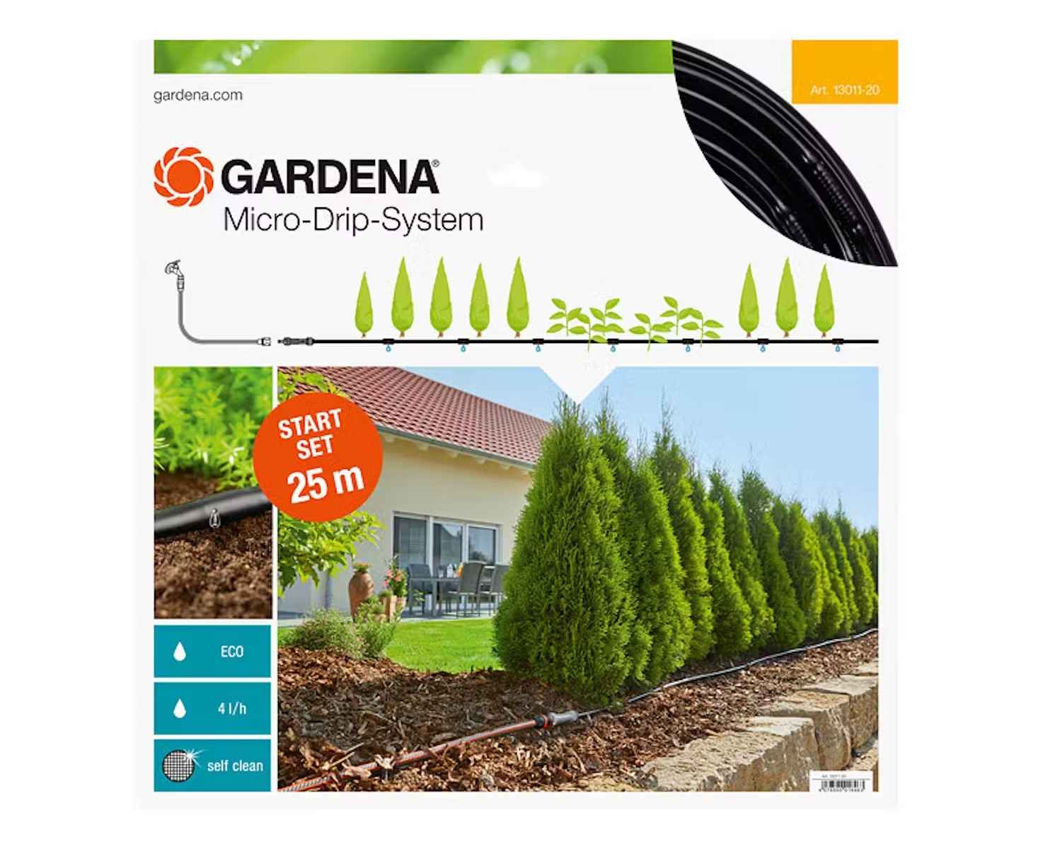 Plantera häck - Bevattningsstartset Gardena Micro-Drip-System M för Plantrader utan Timer
