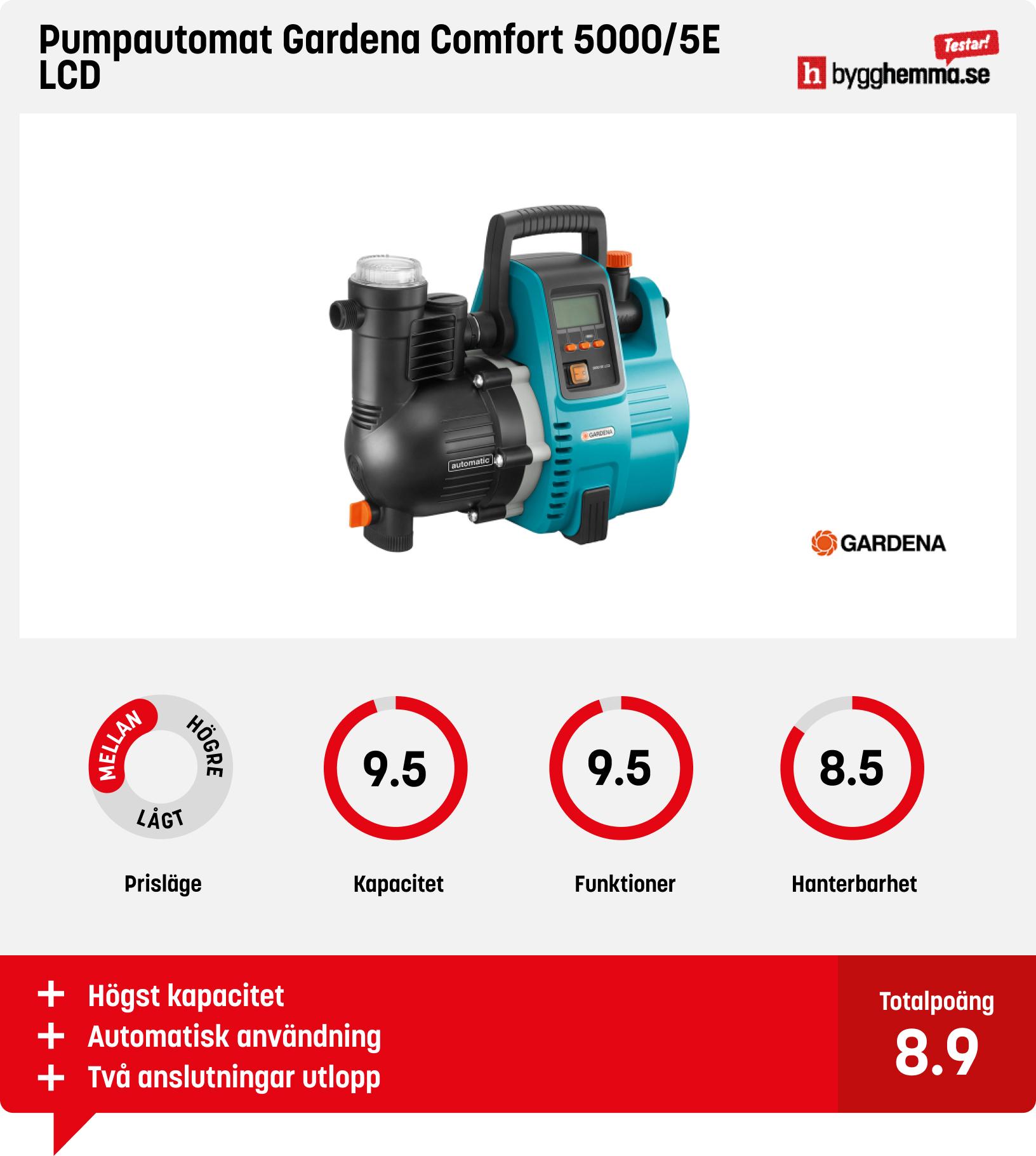 Trädgårdspump bäst i test - Pumpautomat Gardena Comfort 5000/5E LCD