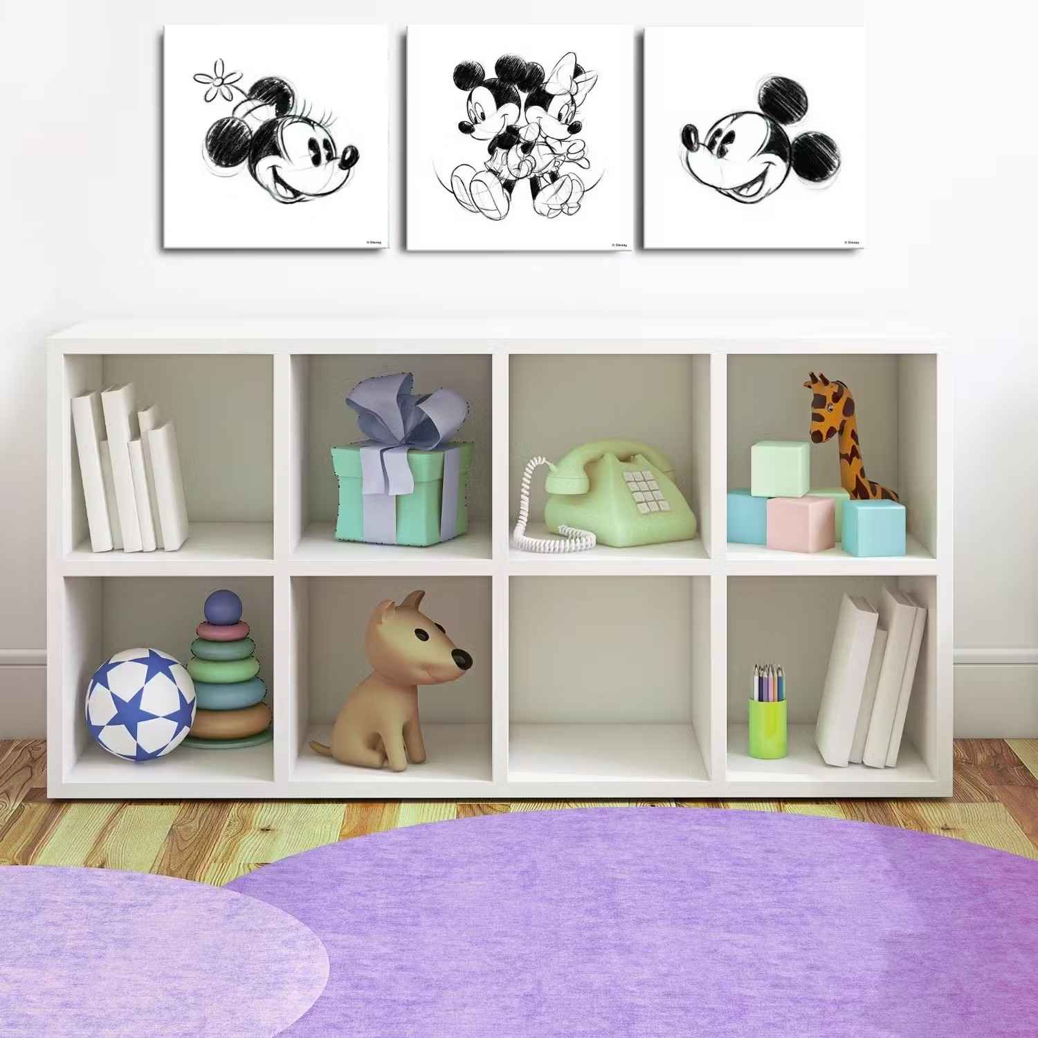 Skrivbord barnrum inspiration - Tavla Disney 3 Delar Mickey & Minnie Mouse