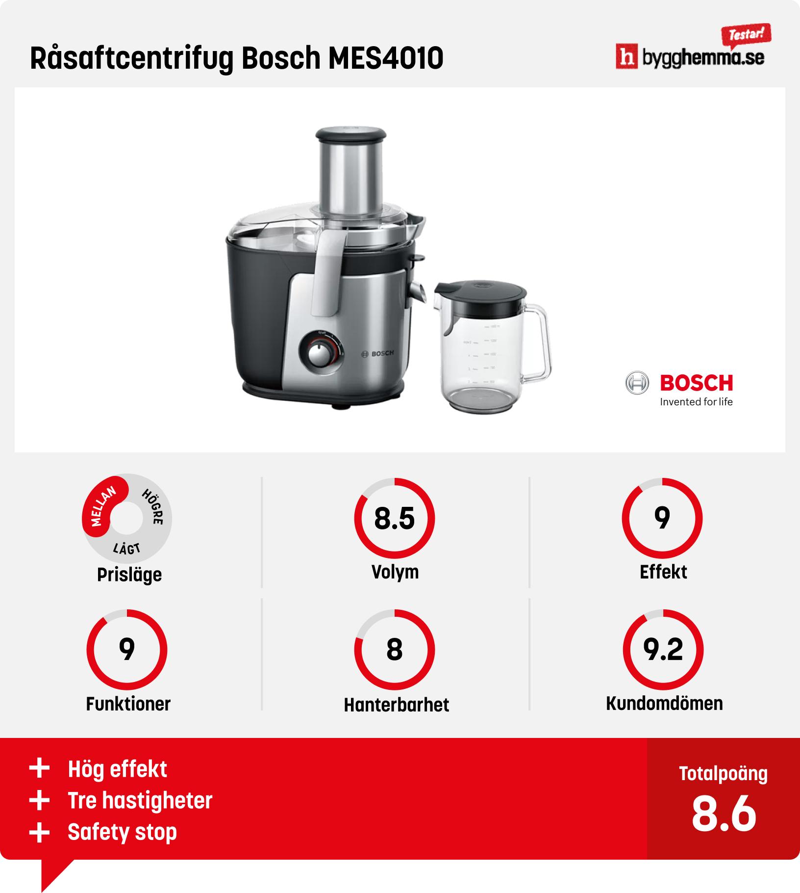 Råsaftcentrifrug bäst i test - Råsaftcentrifug Bosch MES4010