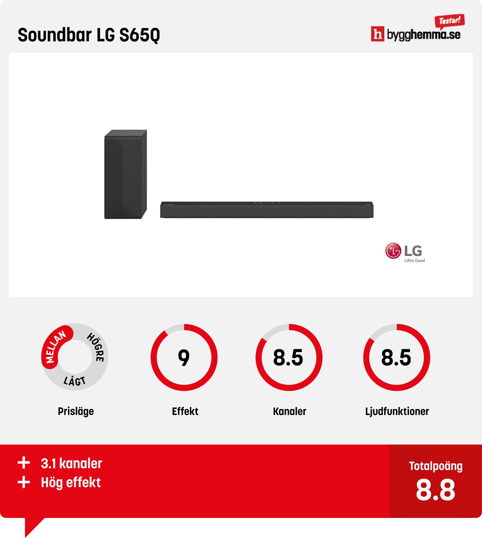 Soundbar bäst i test - Soundbar LG S65Q