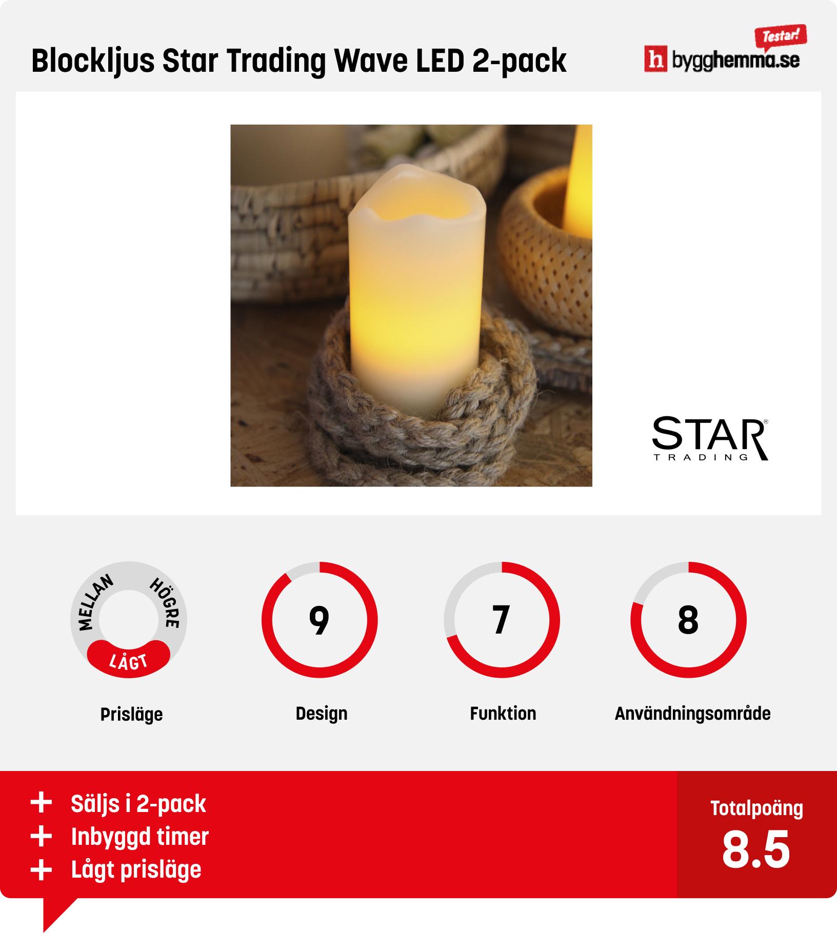 Blockljus LED bäst i test - Blockljus Star Trading Wave LED 2-pack