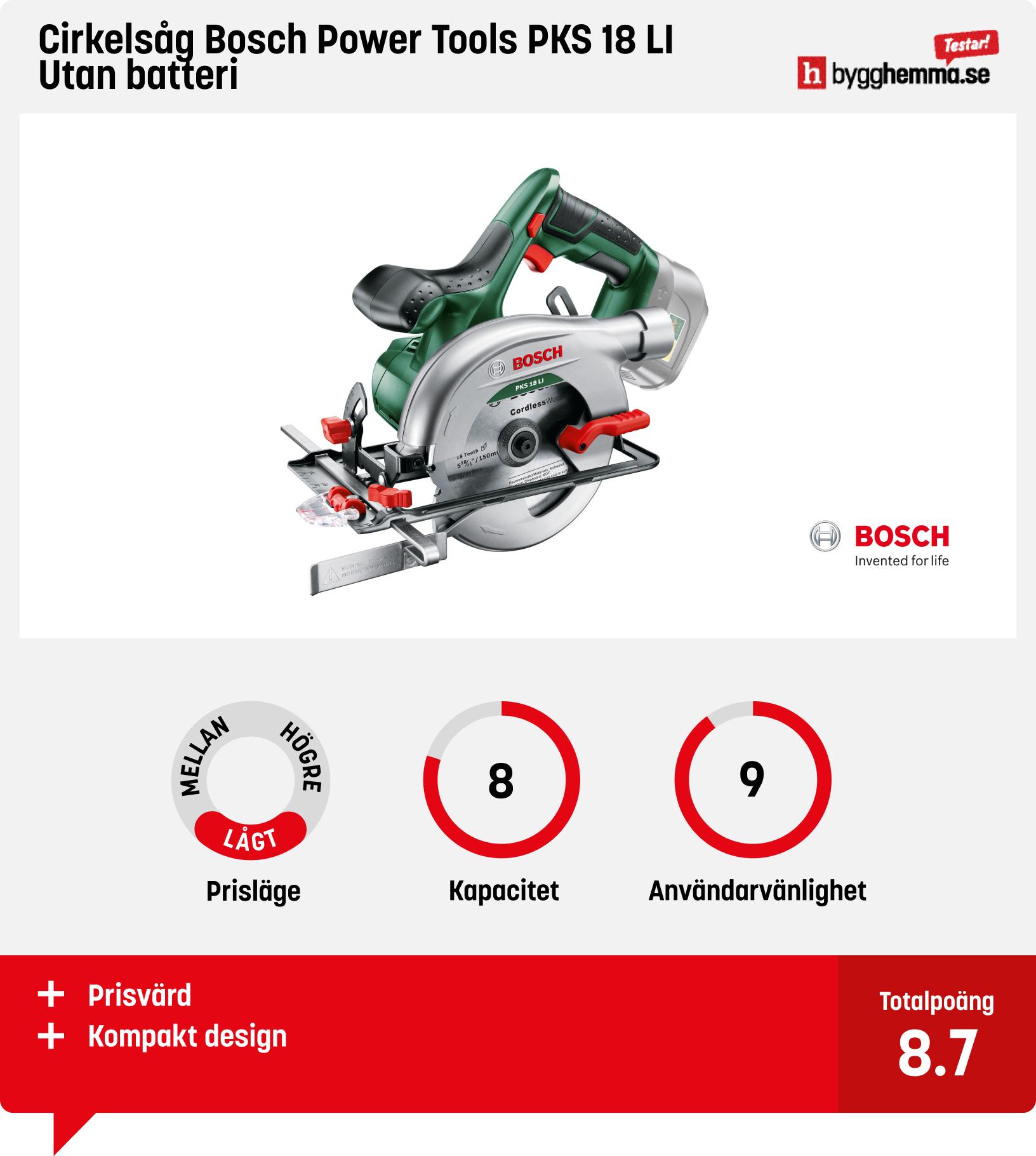 Cirkelsåg bäst i test - Cirkelsåg Bosch Power Tools PKS 18 LI Utan batteri