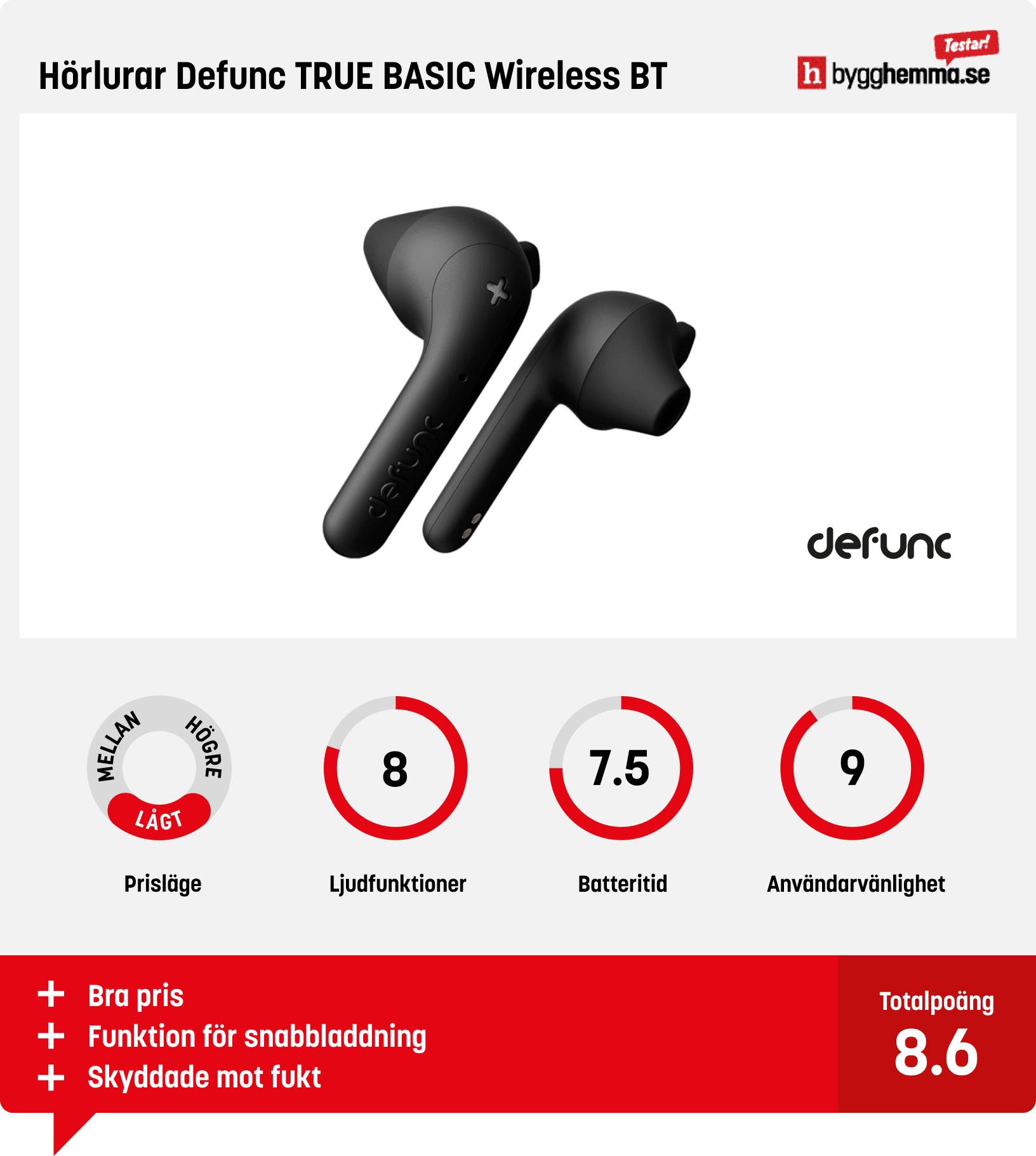 Trådlösa hörlurar bäst i test - Hörlurar Defunc TRUE BASIC Wireless BT