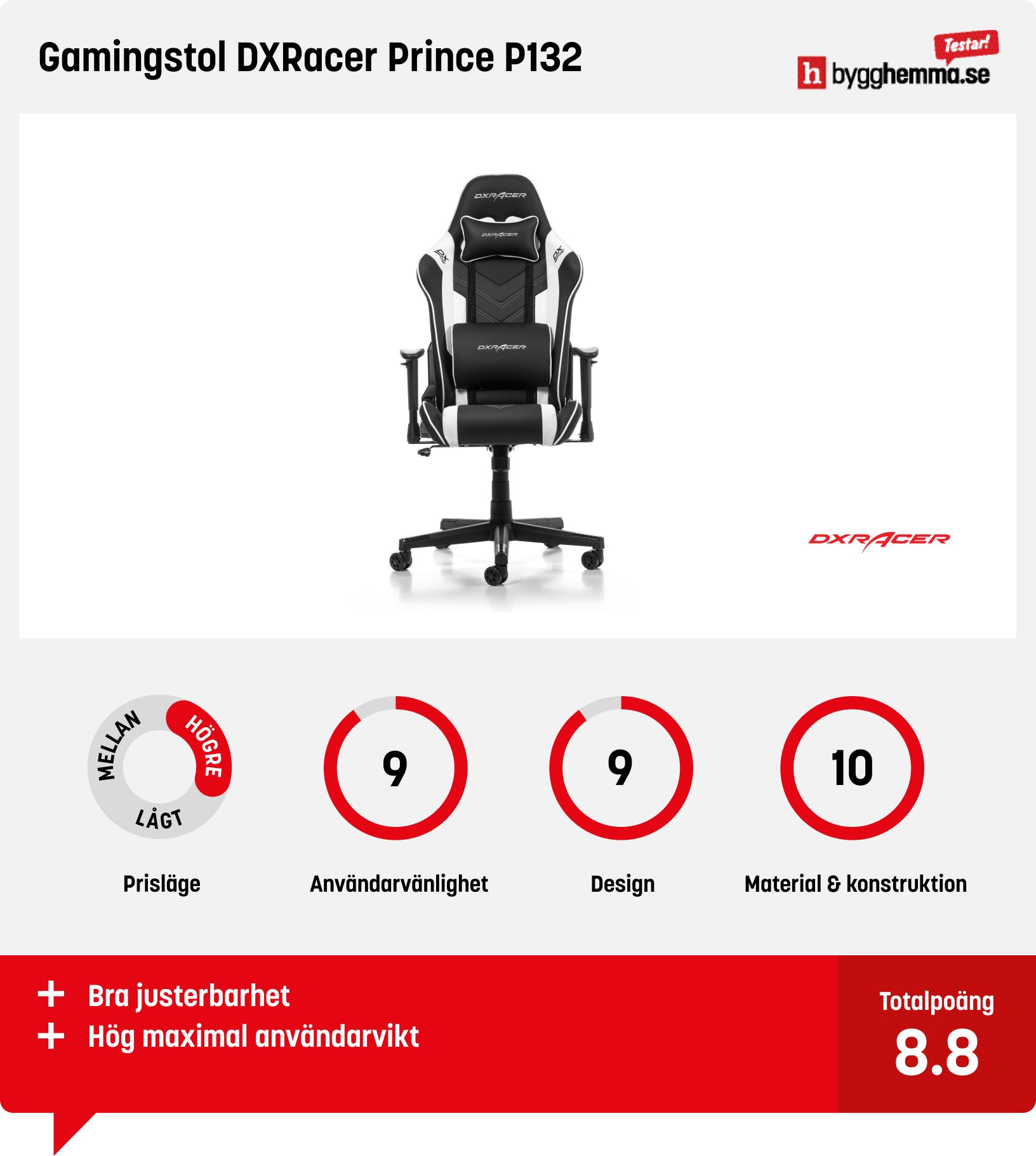 Gamingstol bäst i test - Gamingstol DXRacer Prince P132