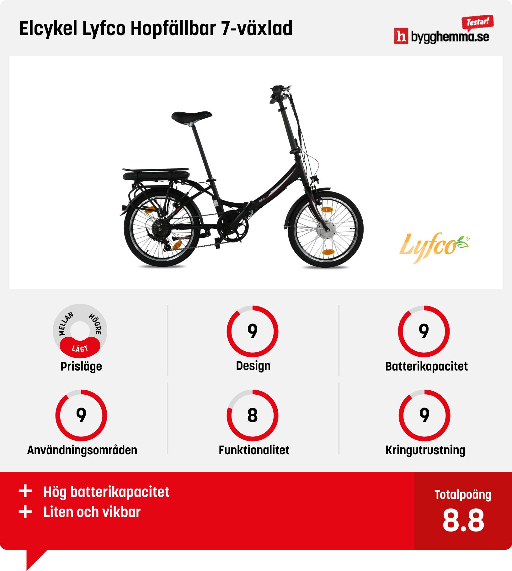 Elcykel herr bäst i test - Elcykel Lyfco Hopfällbar 7-växlad