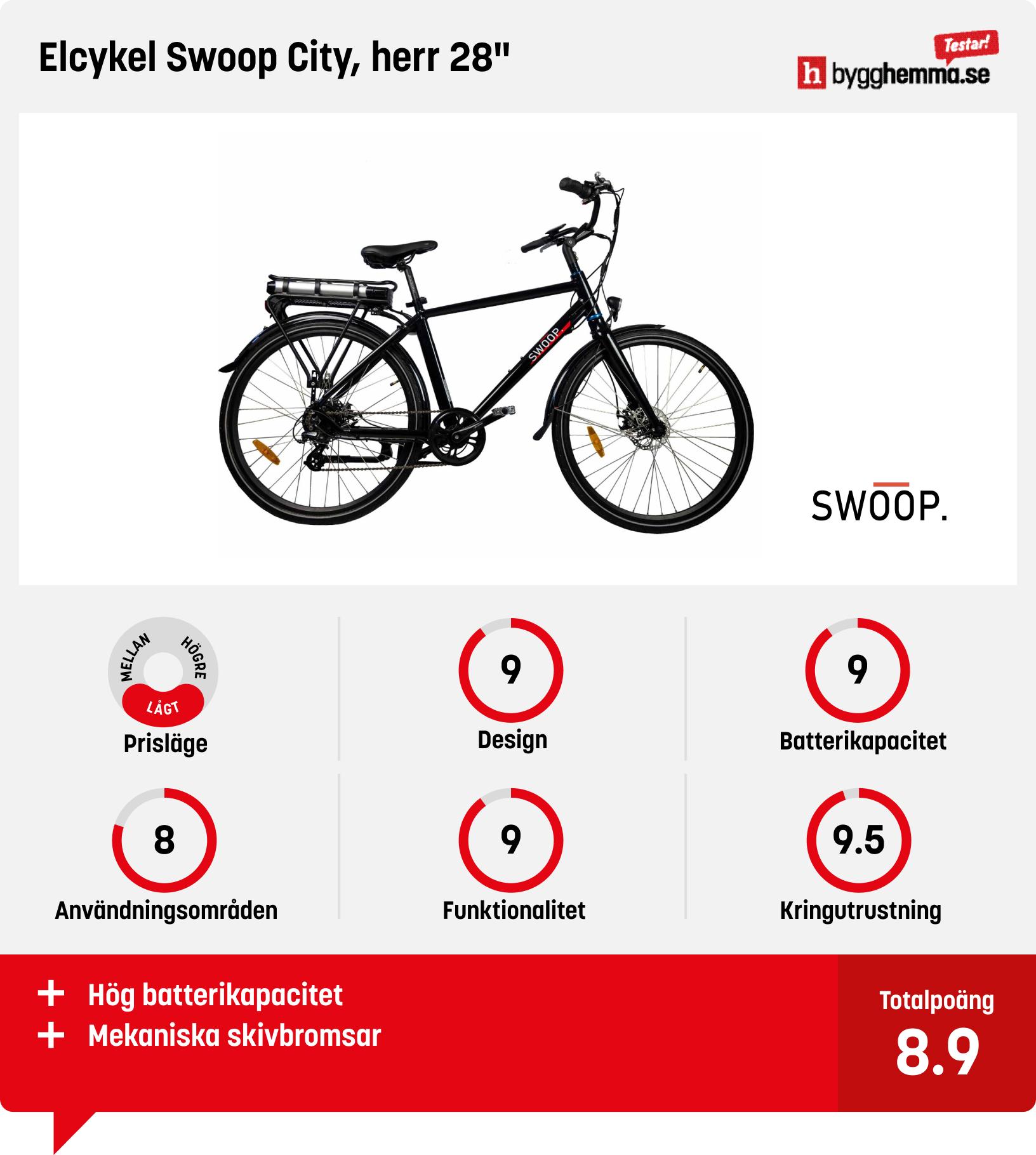 Elcykel herr bäst i test - Elcykel Swoop City, herr 28