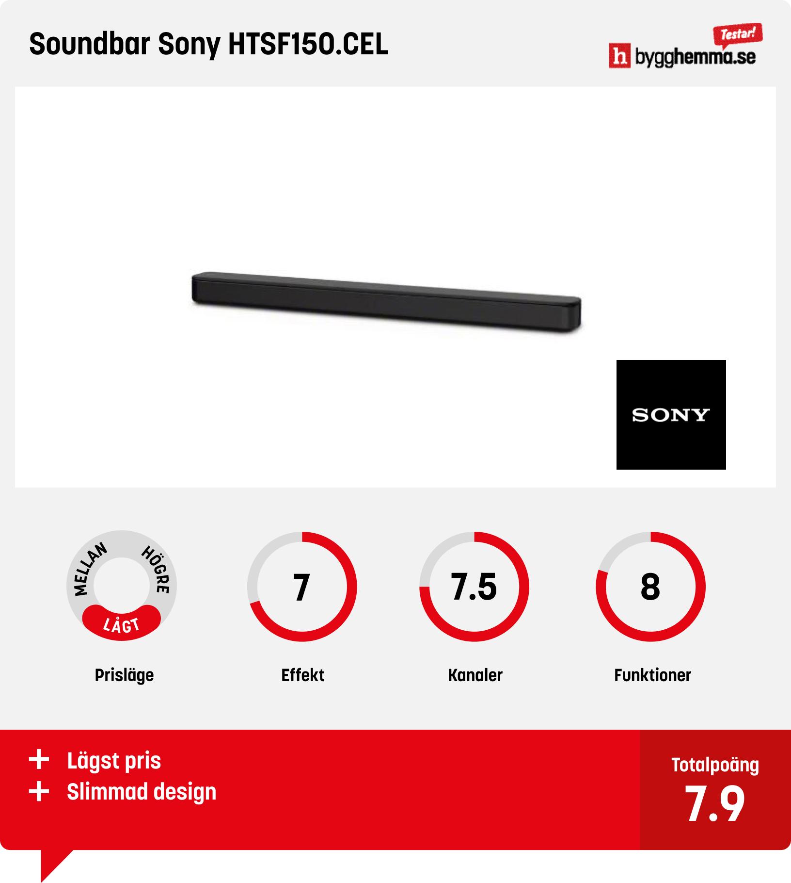 Soundbar bäst i test - Soundbar Sony HTSF150.CEL