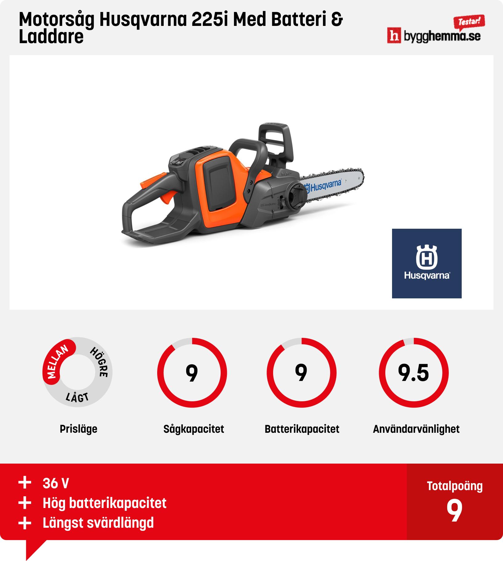 Batteridriven motorsåg test