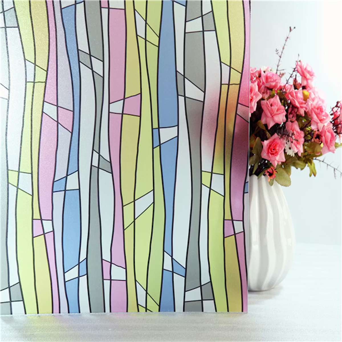 Snygga fönsterskydd - Fönsterfilm unikgruppen ränder med färg